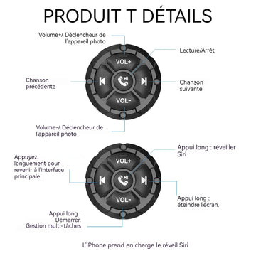 Télécommande bluetooth 47mm +120mm diamètre intérieur bouton volant voiture contrôleur de téléphone portable télécommande sans fil